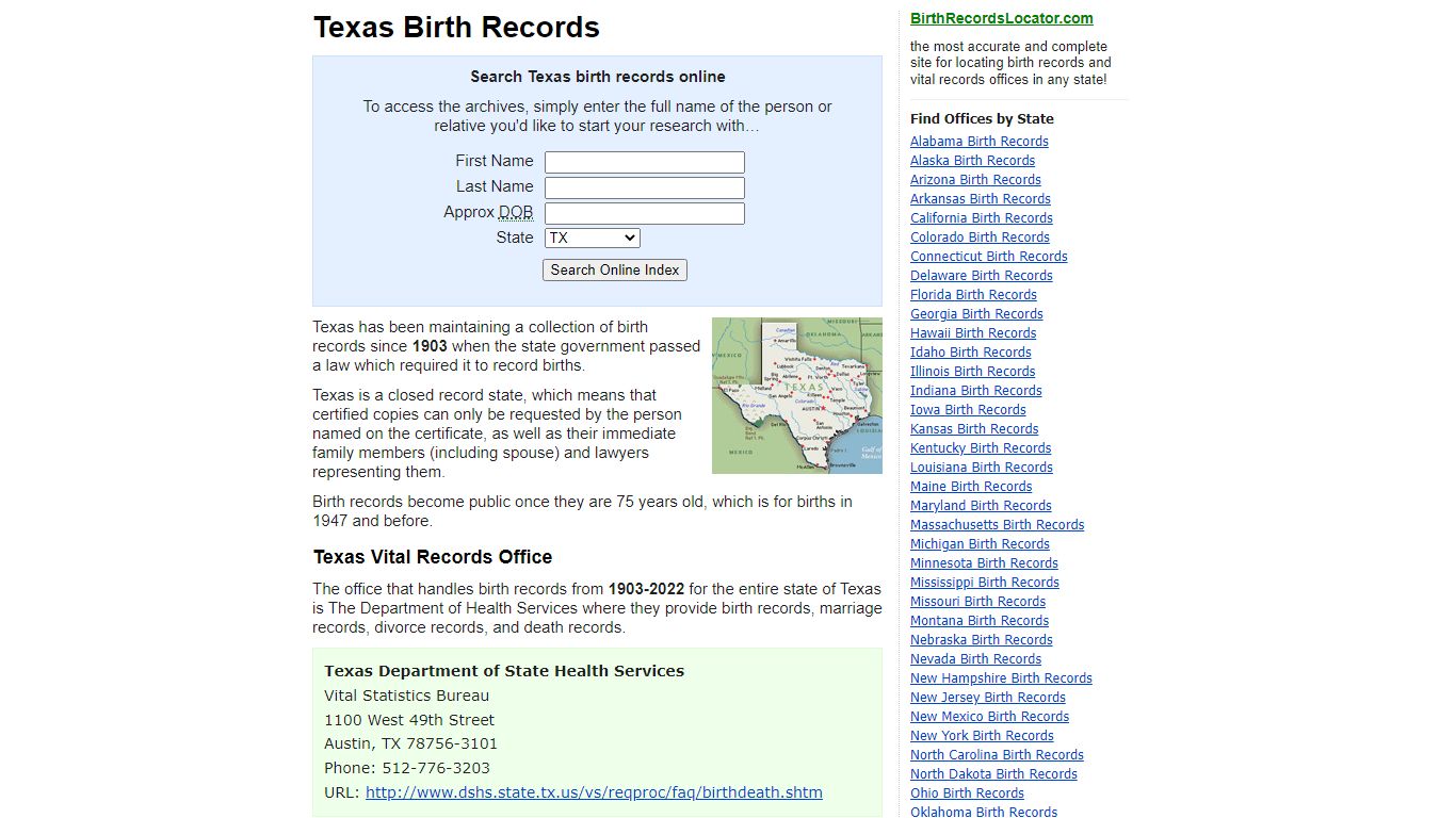 Texas Birth Records and Birth Certificates